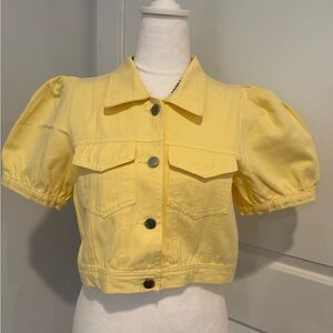 Yellow button down jean  crop